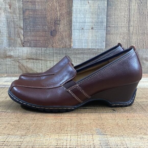 Bjorndal Noelle Leather Upper Brown Slip On‎ Wedge Loafers 136244 Womens 10M - Picture 7 of 13